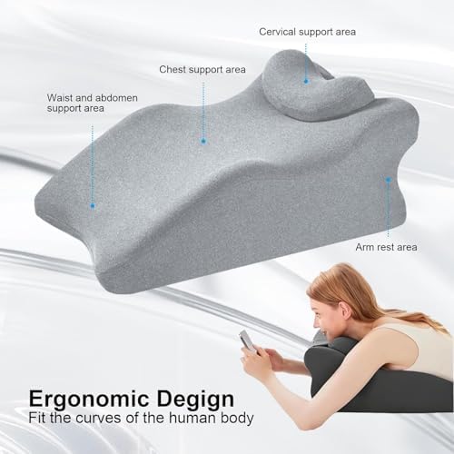 Multi-Functional Memory Foam Wedge Pillow for Enhanced Comfort & Support – Ideal for Reading, Lounging, Leg Elevation and Relaxation with Removable Cover,Grey - Image 3