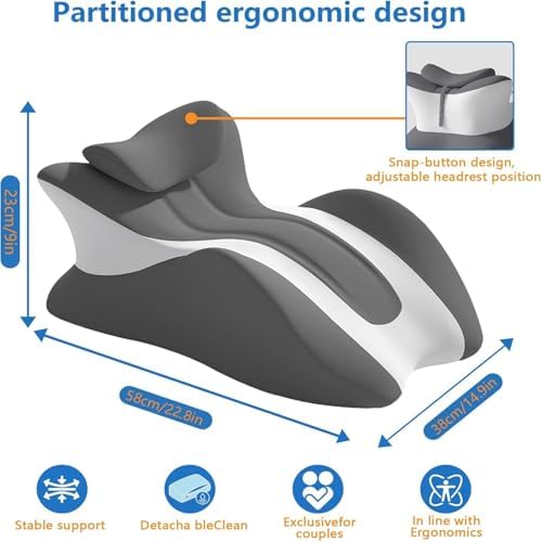 27° Contoured Stomach Lying Pillow, Ergonomic Memory Foam Prone Support Cushion with Adjustable Neck Rest, Washable Removable Cover for Gaming & Bed Relaxation,Black - Image 5