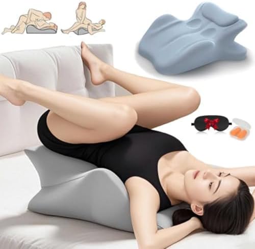 Memory Foam Ergonomic Wedge Pillow, Prone Pillow for Sleeping, Reading Pillow for Bed, Ergonomic Support for Back Pain, Acid Reflux & Sitting Up,Blue by iuscacey
