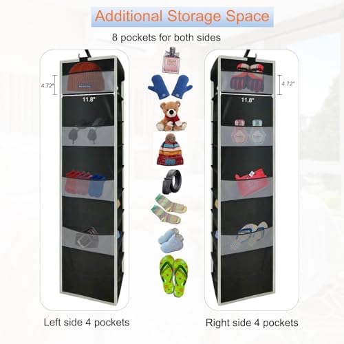 Large-Sized Hanging Shoe Organizer 10-Shelf, Sturdy Hanging Closet Organizer with 8 Side Pockets, Wider Hanging Shelves for Storage Shoes Clothes Jeans Shirts Toys, Black - Image 6