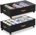 Under Bed Storage with Wheels,2-Pack Under Bed Storage Containers with Clear Lids,XXL Large Under the Bed Storage Organizer Bins With Handles,Space Saving Design for Clothes,Shoes,Books-Black by Ashwanth