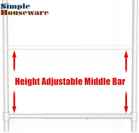 Simple Houseware Adjustable Closet Hanging Rod, White - Image 4