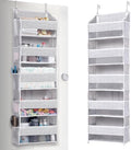 ULG 1 Pack Over Door Organizer with 5 Large Pockets 10 Mesh Side Pockets, Upgraded Linen Texture Over The Door Storage, 44 lbs Weight Capacity Hanging Storage Organizer, Light Gray by ULG