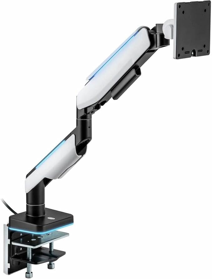Mount-It! Heavy-Duty Ultrawide Monitor Arm up to 49”, 44 lb Capacity, Desk Mount for Curved & Widescreen Monitors, Compatible with Samsung Odyssey G9, Gas Spring, RGB Lighting, VESA 75x75 & 100x100 - Image 4