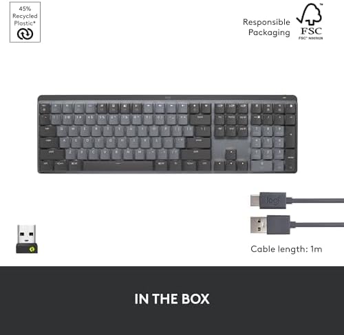 Logitech MX Mechanical Wireless Illuminated Keyboard Tactile - Graphite | Illuminated performance, backlit keys, Bluetooth, USB-C, macOS, Windows, Linux, iOS, Android, metal construction - Image 13