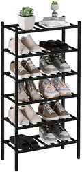 ROMGUAR CRAFT 6-Tier Bamboo Small Shoe Rack, Free Standing Wood Shoe Shelf Storage Organizer for Closet Entryway Stackable (Black) by ROMGUAR+CRAFT