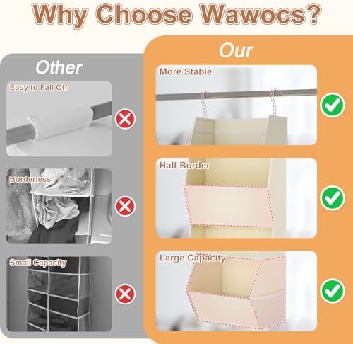 Hanging Closet Organizers and Storage for Kids Room Organization, 3 Tiers | Hanging Closet Shelves for Underwear Swimsuit Storage, Hanging RV Closet Organizers and Storage Camper Closet Organizer Beige - Image 4