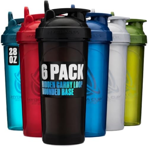 Hydra Cup 6 Pack 28oz Protein Shaker Bottles with Patented Carry Handle - Image 2