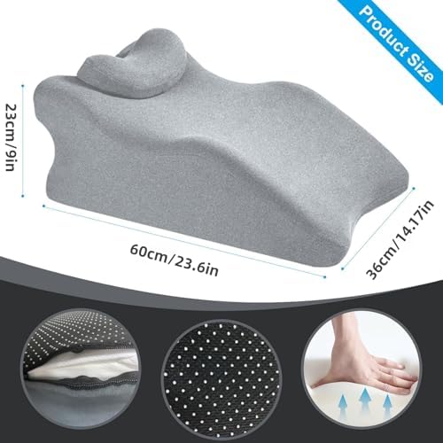 Multi-Functional Memory Foam Wedge Pillow for Enhanced Comfort & Support – Ideal for Reading, Lounging, Leg Elevation and Relaxation with Removable Cover,Grey - Image 2