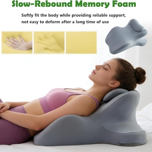 27° Memory Foam Wedge Pillow Forneck, Back & Leg Support – Multi-Position Ergonomic Cushion with Removable Cover,Black - Image 7