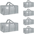 6 Pack-Extra Large Heavy Duty Moving Bags - Waterproof Storage Totes with Handles & Zippers, Foldable for College Dorm, Storage (light gray) by Unknown