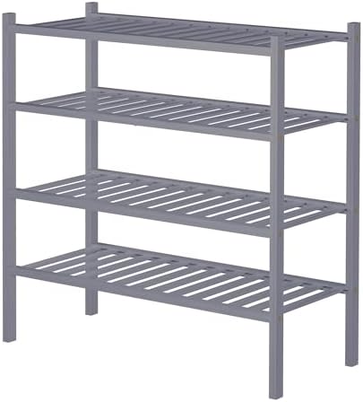 ROMGUAR CRAFT 4 Tier Bamboo Shoe Rack for Closet Free Standing Wood Shoe Shelf for Entryway Small Space Stackable 27"x11"x26" (Grey) - Image 6