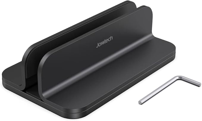 Aluminum Laptop Vertical Stand Organizer, Sturdy Laptop Computer Holder Desktop Stand Compatible with new Retina Apple MacBook Pro/Air/Neo, Mac mini & iPad Pro - Black - Image 5