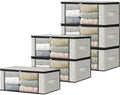 HomeHacks 6-Pack Clothes Organizer Storage Bags, 35L Storage Bins, White | Foldable Storage Box Container with Zippers, Clear Window, Reinforced Handles for Closet, Dorm, Pillows, Bedding, Sweater by HomeHacks