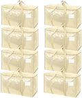 TICONN 8 Pack Extra Large Moving Bags Heavy Duty with Zippers & Carrying Handles, Durable Storage Bags Moving Boxes for Closet Organizers and Storage (8 Pack, Cream) by TICONN