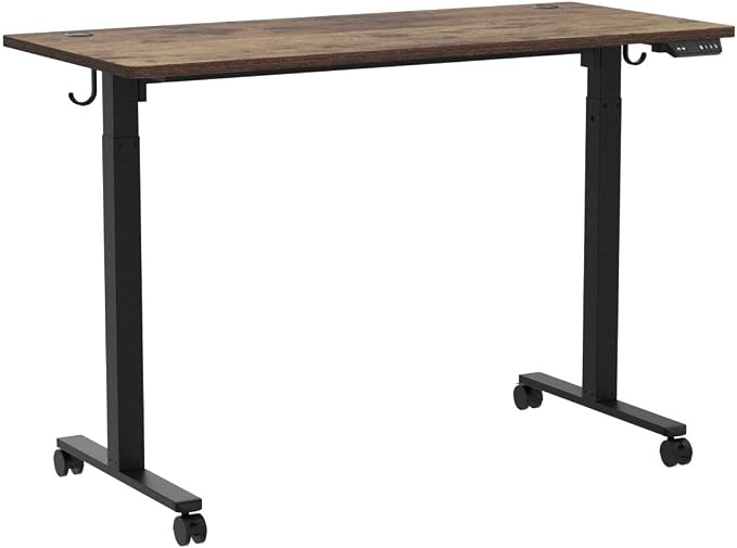 Cubiker Standing Desk, 48x24 Inches Sit Stand Home Office Desk, Electric Stand up Desk, Adjustable Desk with Splice Board, Black Frame/Rustic Brown Top - Image 5