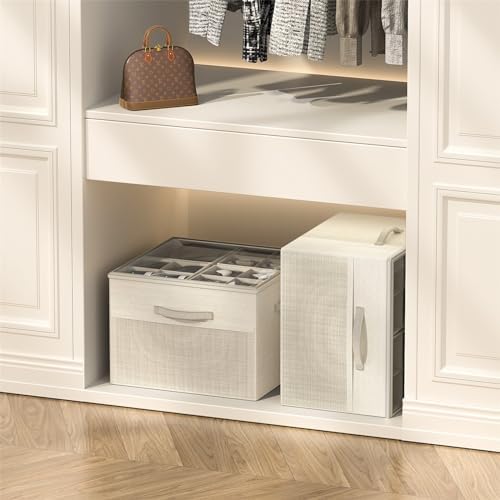 Shoe Organizer for Closet, Foldable Shoe Storage with Adjustable Dividers | Fabric Shoe Storage Organizer Box Bin with Adjustable Dividers and Clear Cover, Fits up to 16-32 Pairs - Image 5