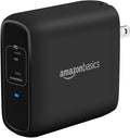 Amazon Basics 68W Two-Port GaN Wall Charger with 2 USB-C Ports (60W, 18W) with PD for Laptops, Tablets & Phones (iPhone 16/15/14/13/12/11/X, iPad, MacPro, Samsung, More), Non-PPS, Black by AmazonBasics
