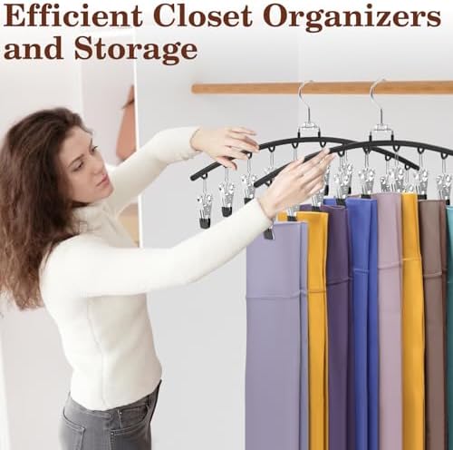 4 Pack Closet Organizers and Storage for Legging, Ginyoyo Metal Gym Clothes Legging Organizer w/40 Clips Holds 40 Leggings, Hangers Space Saving, Room Organization Essentials, Black - Image 6
