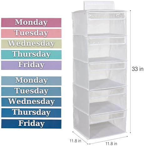 Three Sweet Peas Co Monday through Friday Hanging Weekly Clothes Organizer for Kids - Image 3