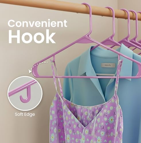Utopia Home Plastic Hangers 30 Pack – Built-in Strap Hooks Pink | Space saving | Durable & strong | Closet organizer | Clothes hangers | Ideal for shirts, pants, skirts & coats - Image 5