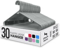 Utopia Home Plastic Hangers 30 Pack – Built-in Strap Hooks Grey | Space saving | Durable & strong | Closet organizer | Ideal for shirts, pants, skirts & coats by UTOPIAHOME