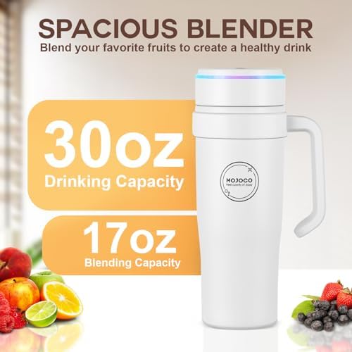 MOJOCO Portable Smoothie Blender – 30oz Personal Blender with Insulated Cup for Smoothies & Shakes – Rechargeable/Cordless, Leakproof, Food-Grade Small Juice Maker for Home, Office, Gym, Travel, RV - Image 2