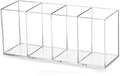 HSYMQ Acrylic Pen Holder 4 Compartments Clear Pencil Holder Organizer Makeup Brush Holder by HSYMQ