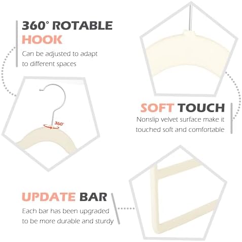 Velvet Pant Clothes Hanger Space Saving Non Slip Hanger Jean Slack Hangers | Multiple Velvet Hanger Closet Organizer Storage and Organization for Jeans,Scarf,Tie(5, Beige) - Image 7