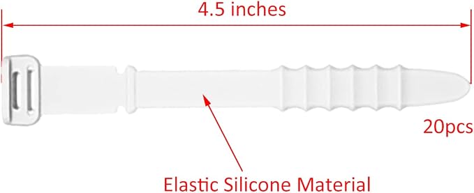 Silicone Zip Ties, Reusable Zip Ties, 20pcs Rubber Cable Ties Straps for Wire Management, Elastic Cable Organizer for Home Office Table Desk. White 4.5” Cord Ties (20 Pcs White) - Image 5
