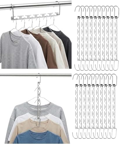 Mr. Pen- Metal Space Saving Hangers for Clothes, 20 Pack, 6 Slots | 360° Rotating Hooks, Metal Hangers, Wardrobe Organizer, Magic Cascading Hanger, Closet Space Saver by MrPen