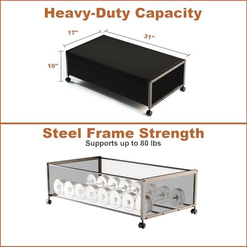 Fokyfok 2Pack Under Bed Storage Containers, 10 inch Height,31 inch Long | Under Bed Shoe Storage,Underbed Storage with Wheels,Large Rolling under bed Clothes Storage Drawers,Lid,Dorm Tall,Black - Image 3