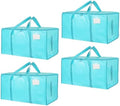 4 Pack-Extra Large Heavy Duty Moving Bags - Waterproof Storage Totes with Handles & Zippers, Foldable for College Dorm, Storage (lake blue) by Unknown