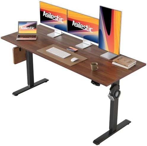 Agilestic 60*24 Inch Height Adjustable Electric Standing Desk, Dark Walnut by Agilestic