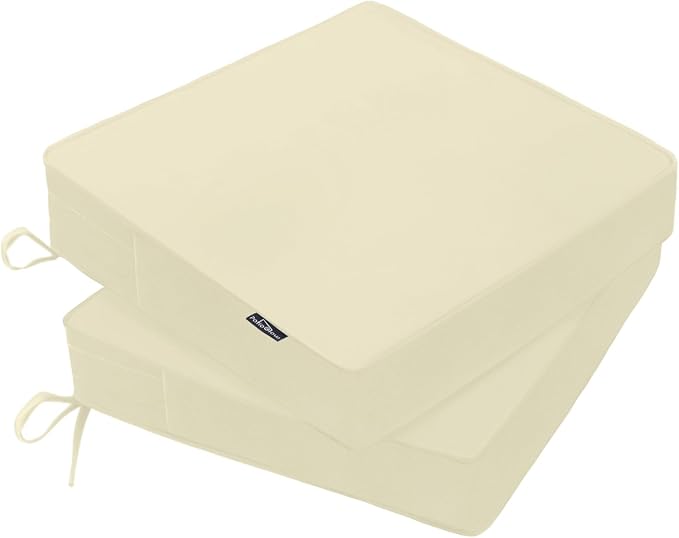 PatioGlow Outdoor Chair Cushions 20 x 20 x 3 Inch, Waterproof & Fade Resistant Patio Seat Cushion for Furniture with Handle and Ties, Thick Seating Pads for Outside Sofa Couch Set of 2, Yellow by CushionHavenfortheOutdoors