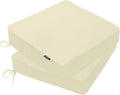 PatioGlow Outdoor Chair Cushions 19 x 19 x 3 Inch, Waterproof & Fade Resistant Patio Seat Cushion for Furniture with Handle and Ties, Thick Seating Pads for Outside Sofa Couch Set of 2, Beige by CushionHavenfortheOutdoors