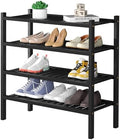ROMGUAR CRAFT 4 Tier (Thick) Bamboo Shoe Rack for Closet Free Standing Wood Shoe Shelf for Entryway Small Space Stackable 27"x12"x28" (Blackl) by ROMGUAR+CRAFT