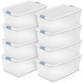 Sterilite Latching Box with Lids for Home and Office, 106 Quart, 8-Pack | Heavy-Duty and Stackable Plastic Containers with Latches for Closet, Cabinet, Bedroom, Bathroom and Dorm Room Organization by Sterilite