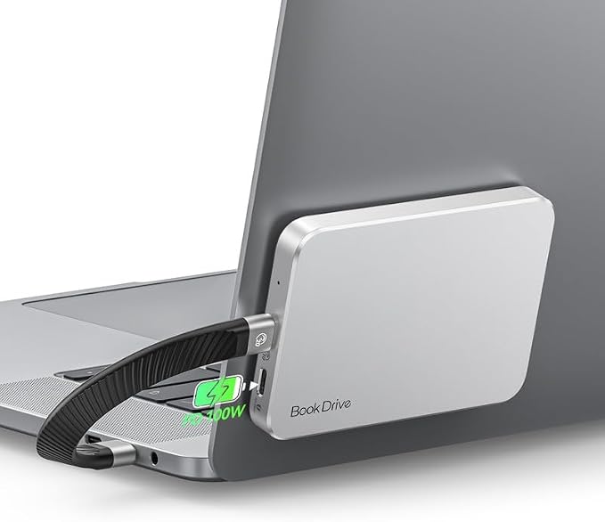 ORICO BookDrive 1TB Magnetic External SSD with PD 100W Charging for Labtop & USB-C Smartphone - Magsafe Portable Solid State Drive, 1000MB/s for USB 3.2 Gen2 - P10Plus by ORICO