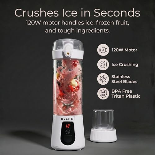 BLENDi Pro+ Portable Blender (17.5oz, White) – Powerful Ice Crushing 120W Motor, USB-C Rechargeable, Cordless Personal Blender Smoothies & Shakes – BPA-Free, Travel-Friendly - Image 2