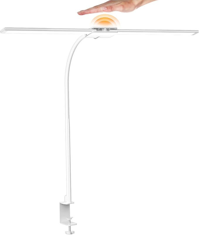 Syrinx LED Desk Lamp, Dual Head Desk Light with Clamp, Eye-Care Table Lamp | Flexible Gooseneck Task Light with Motion Sensor, Wired Control, 50 Lighting Modes, Timer & Memory Function for Home Office - Image 9