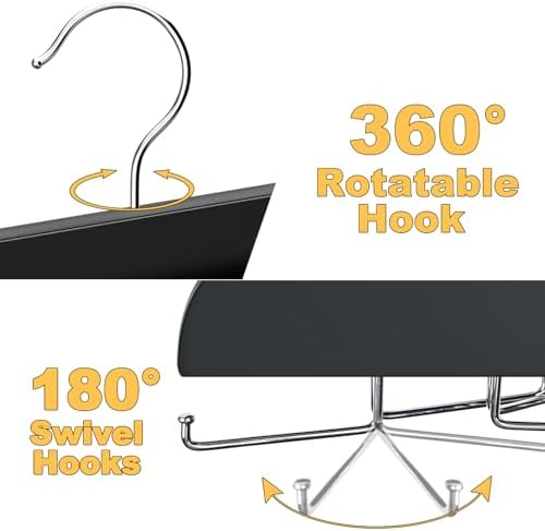 Resovo Tank Top Hanger with Premium Wood, 24 Large Capacity, Space Saving,360 Degree Rotating, Foldable Metal Hooks, Tank Tops - Image 2