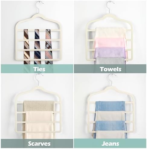 Velvet Pant Clothes Hanger Space Saving Non Slip Hanger Jean Slack Hangers | Multiple Velvet Hanger Closet Organizer Storage and Organization for Jeans,Scarf,Tie(5, Beige) - Image 5