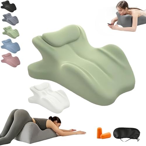 Memory Foam Couples Pillow, Reading Pillow for Bed, NeckPillow, 27° Lift Ergonomic Cushion for Intimacy Waterproof Posture Support Cushion for Sleeping Reading Relax(Green,25"x22"x18") by Unknown