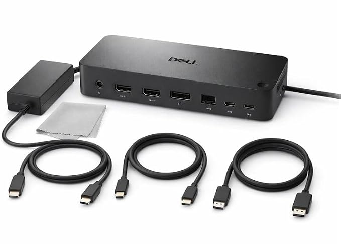 Dell Pro Dock WD25 Universal Docking Station Bundle — USB-C/USB-A Dual Display Dock with 100W Adapter + HDMI Cable + USB-C Cable + DisplayPort Cable + Cleaning Cloth - Image 3