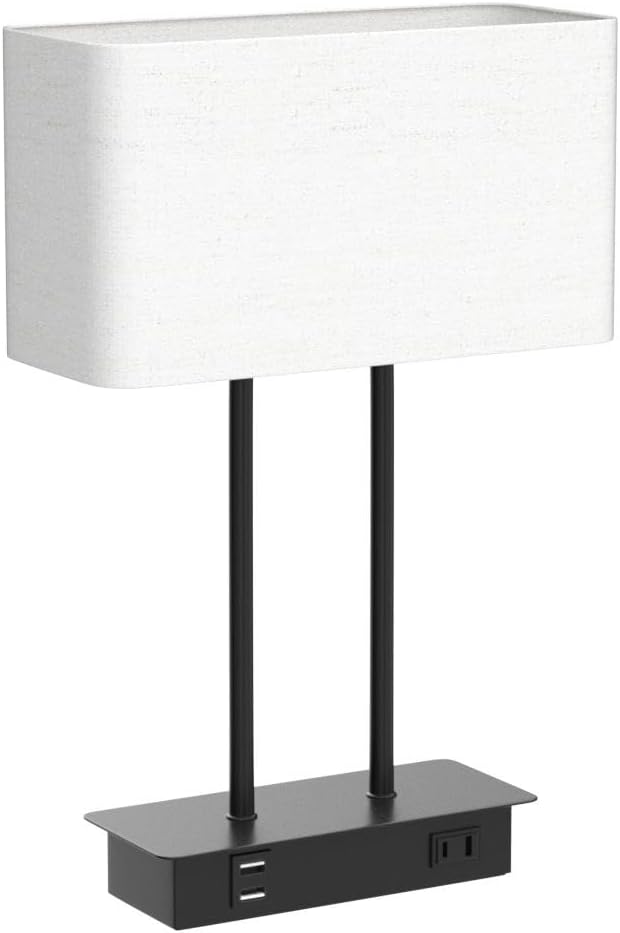 Bedside Touch Control 3 Way Dimmable Table Lamp with Cream Fabric Shade | Dual USB Charging Ports 1 AC Outlet, Modern Nightstand Lamp, Desk Lamp for Bedroom Living Room Office with 5000K LED Bulb - Image 4