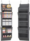 Lifewit 1 Pack Over the Door Organizer, 5 Section Clear Window Hanging Storage with 4 Side Pockets, Sturdy Anti Tilt 40 lbs Load Behind Door for Closet, Bedroom, Bathroom, Nursery, Dorm, Dark Gray by Lifewit