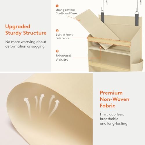 Lifewit 1 Pack Over the Door Organizer, 12 Section Clear Window Hanging Storage with 4 Side Pockets, Sturdy Anti Tilt 40 lbs Load Behind Door for Closet, Bedroom, Bathroom, Nursery, Dorm, Beige - Image 5