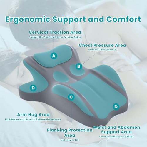 Memory Foam Wedge Pillow for Adults, Multi-Position Support Bed Pillow with Removable Cover for Sleeping Sitting Up Prone Reading Back,Black - Image 3