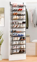 Whitmor 36 Pair Over the Door Shoe Rack,12 Tier Hanging Shoe Organizer with Metal Frame & Mesh Shelves, Heavy Duty Shoe Storage Holder for Door, 74" H x 21.7" W x 7.5" D, Matt Gunmetal by Whitmor